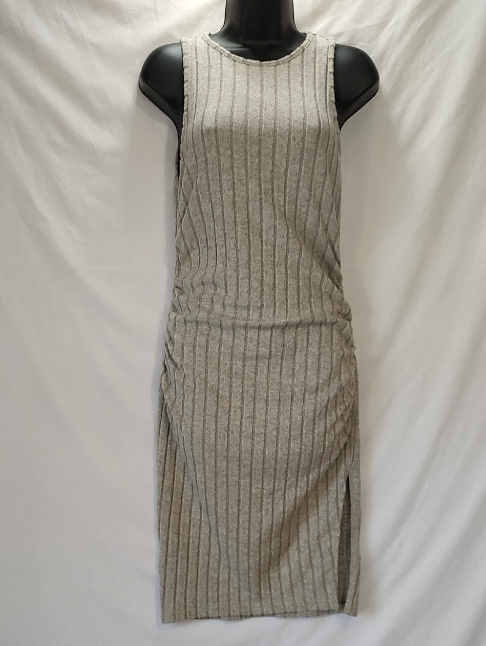 SHEIN Sleeveless Ribbed Midi Dress in Light Gray